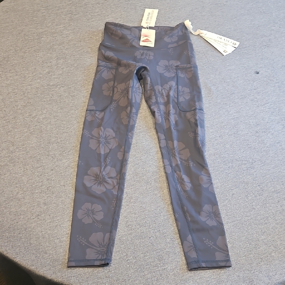 Okanui Floral Womens Leggings in Blue
